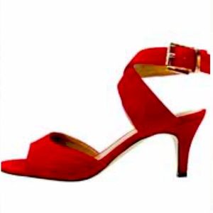 J Renne Red Color Ankle Strap Sandal Size 11 wide